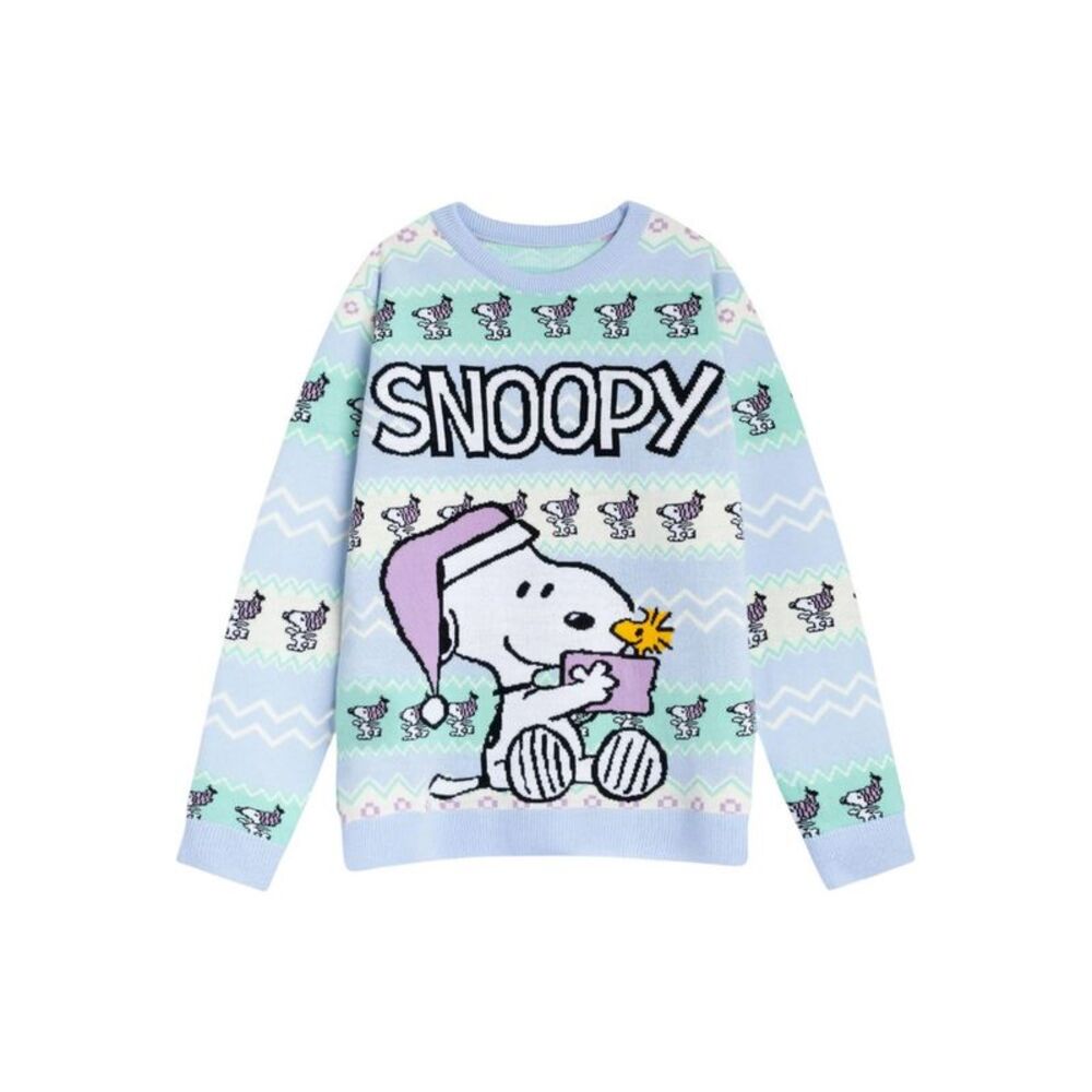 Peanuts Womens/Ladies Snoopy Christmas Sweater / Blue